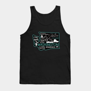 Washington Spokane Cute Map Tacoma Kennewick Forks Spokane cute travel design Tank Top